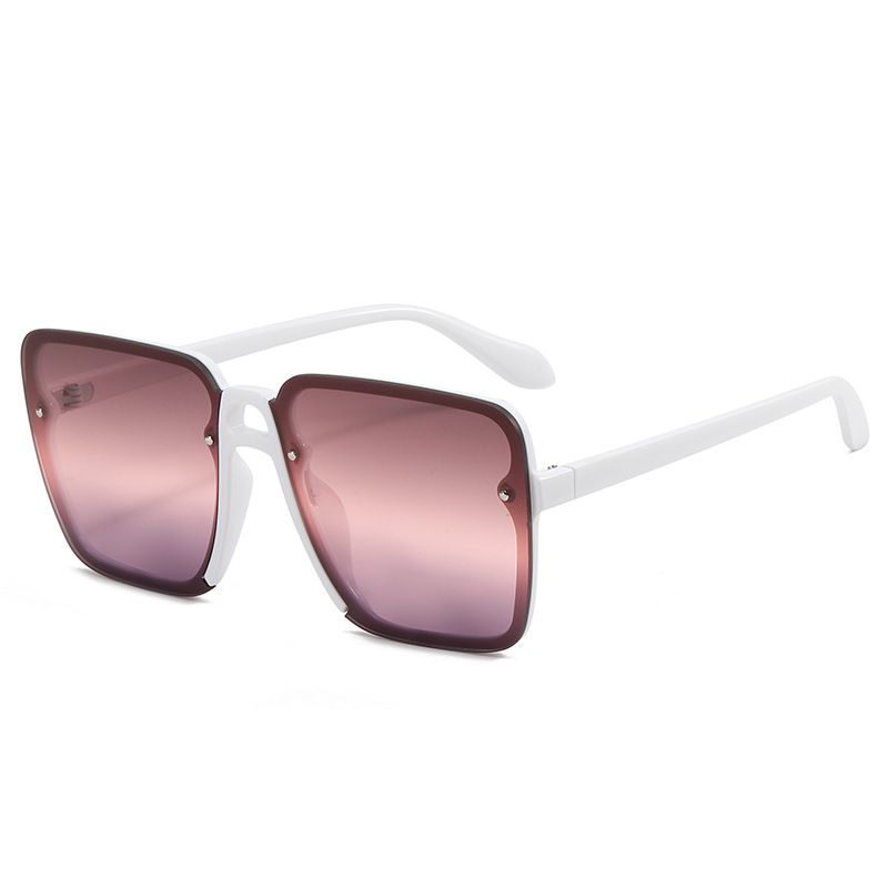 Fashion White Framed Pink And Purple Film Pc Square Large Frame Sunglasses