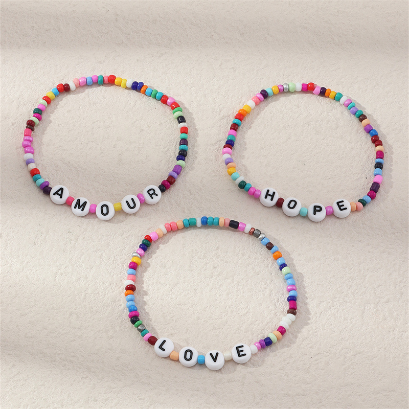 Fashion Children's Anklets Colorful Rice Beads Alphabet Beads Children's Anklet Set