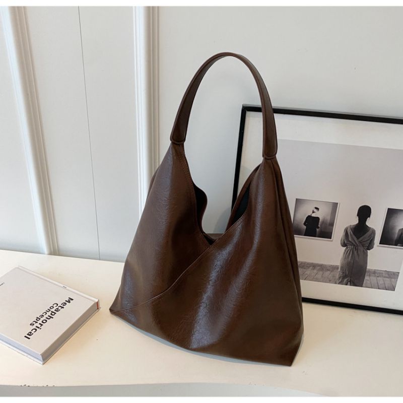 Fashion Brown Pu Large Capacity Shoulder Bag