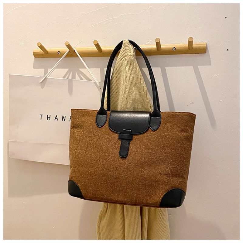 Fashion Brown Denim Large Capacity Shoulder Bag