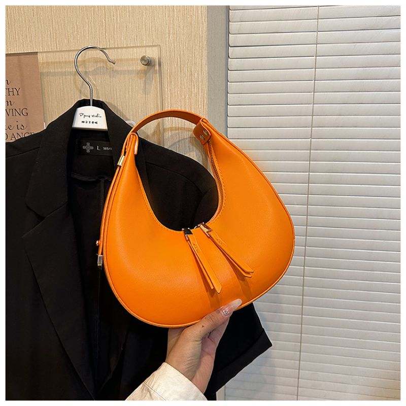 Fashion Orange Pu Large Capacity Handbag