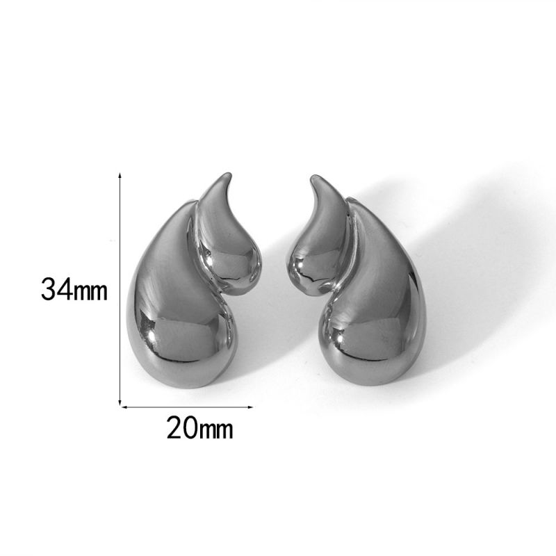 Fashion Silver Stainless Steel Double Layer Water Drop Earrings