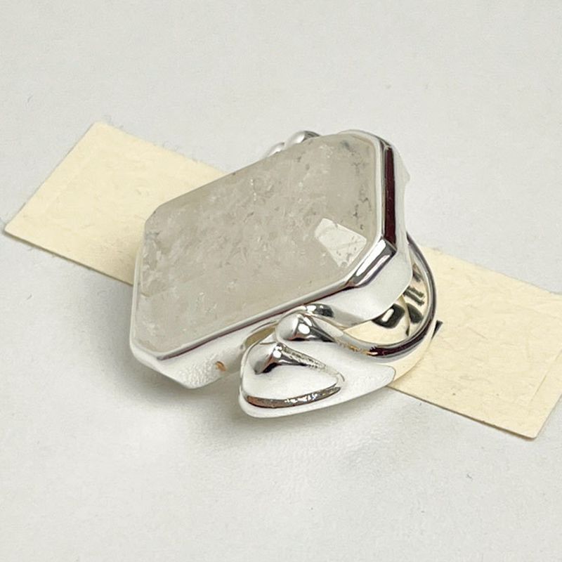 Fashion Silver Geometric Square Crystal Ring