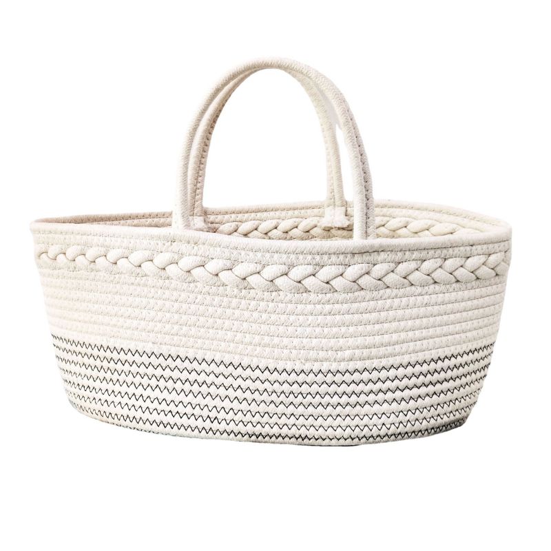 Fashion White Cotton Rope Woven Large Capacity Portable Storage Basket