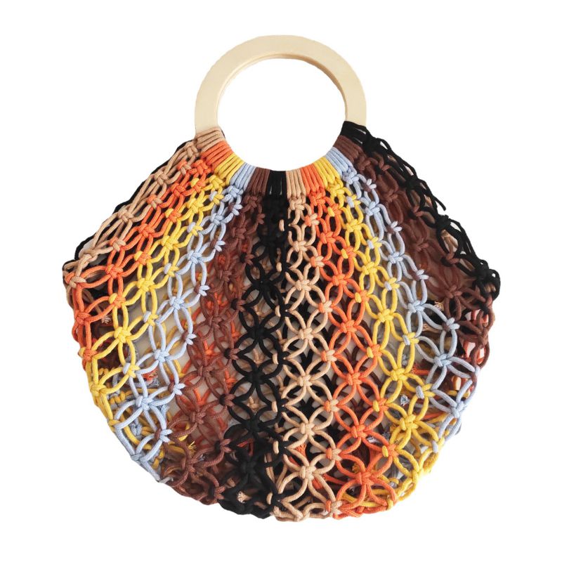 Fashion Color Cotton Rope Colorful Hollow Handbag