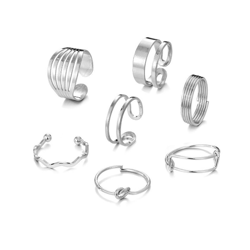 Fashion 4# Alloy Geometric Ring Set
