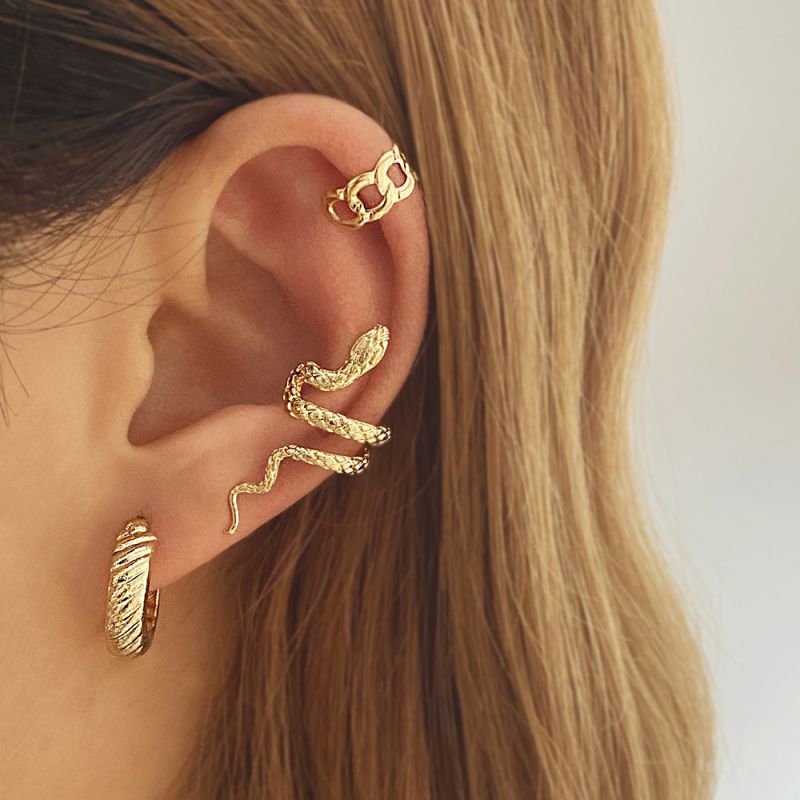Fashion Gold Alloy Snake Geometric Ear Clip Set