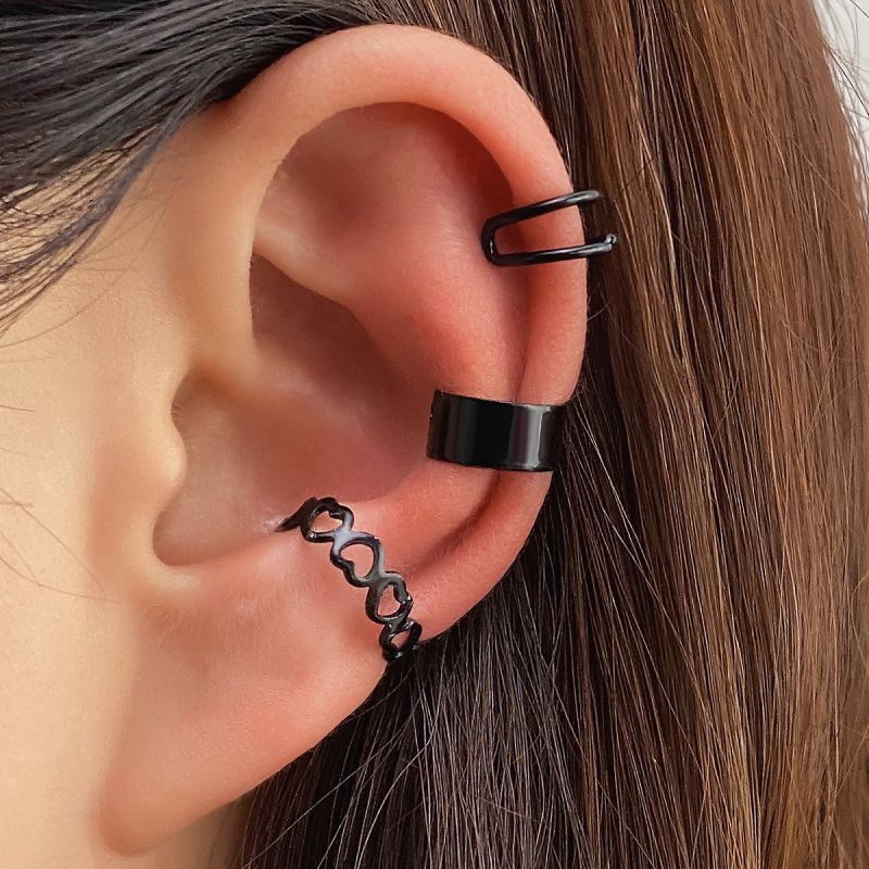 Fashion Black Alloy Geometric Ear Clip Set (single)