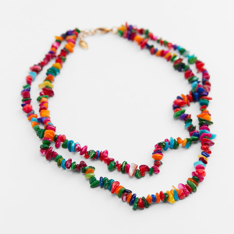 Fashion Double Layer Colorful Shell Gravel Beaded Double Necklace
