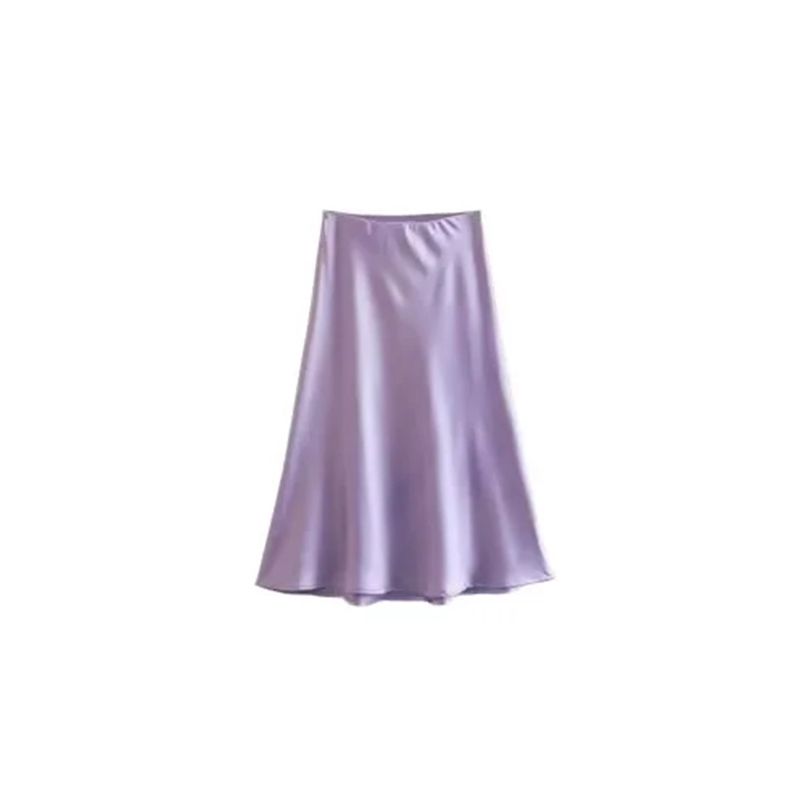 Fashion Light Purple Satin Irregular Skirt