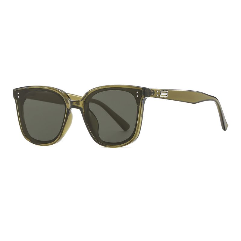Fashion Dark Green Film Pc Cat Eye Large Frame Sunglasses