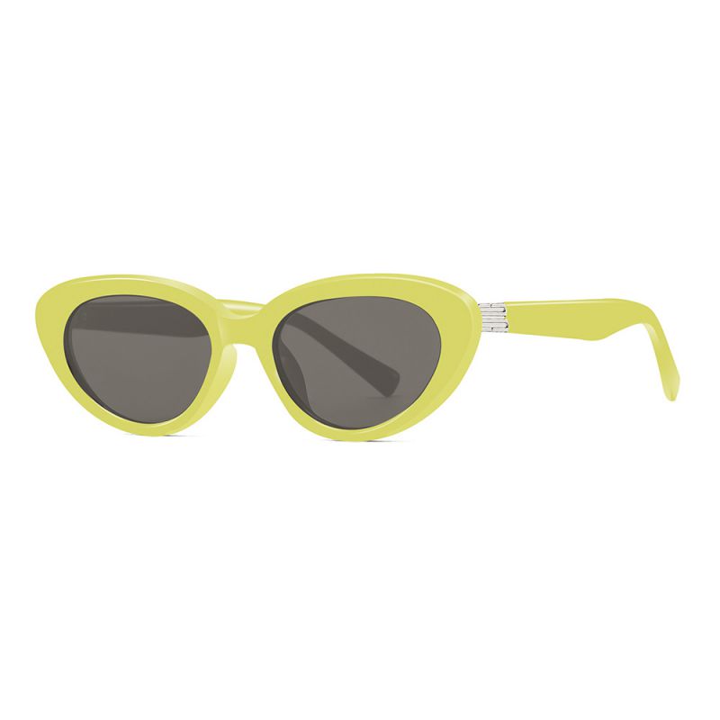 Fashion Yellow Frame Green Film Triangle Cat Eye Sunglasses
