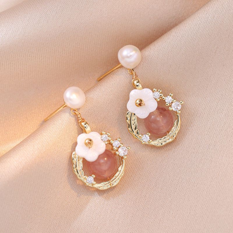 Fashion Gold Copper Geometric Flower Earrings