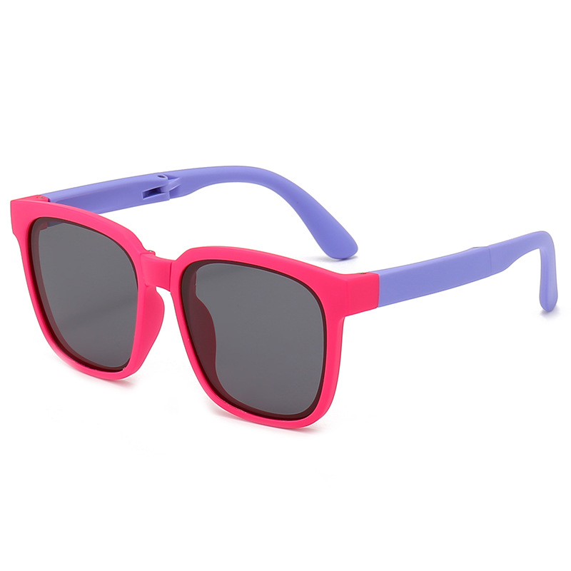 Fashion Pink And Purple Frame Black And Gray Film Tac Square Children's Sunglasses