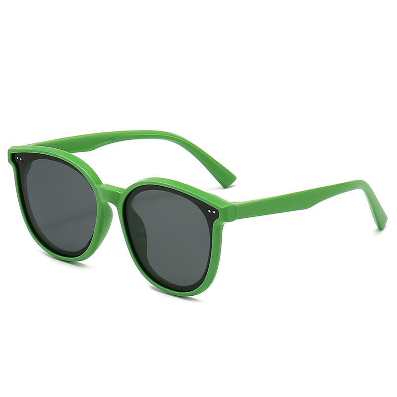 Fashion Bright Green Framed Black And Gray Film Tac Cat Eye Large Frame Children's Sunglasses