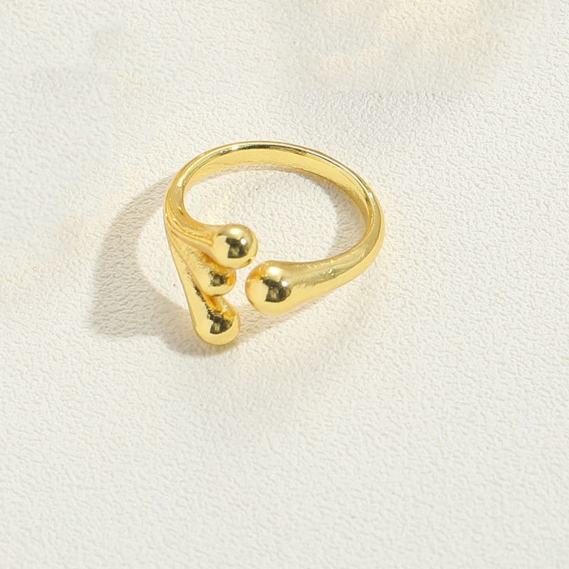 Fashion Copper Beads Gold Plated Copper Geometric Ring