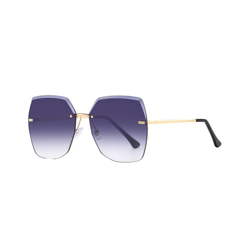 Fashion Gold Frame Double Gray Frameless Cutaway Sunglasses