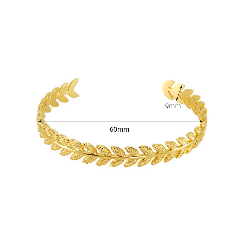 Fashion Golden 8 Titanium Steel Geometric Leaf Open Bracelet