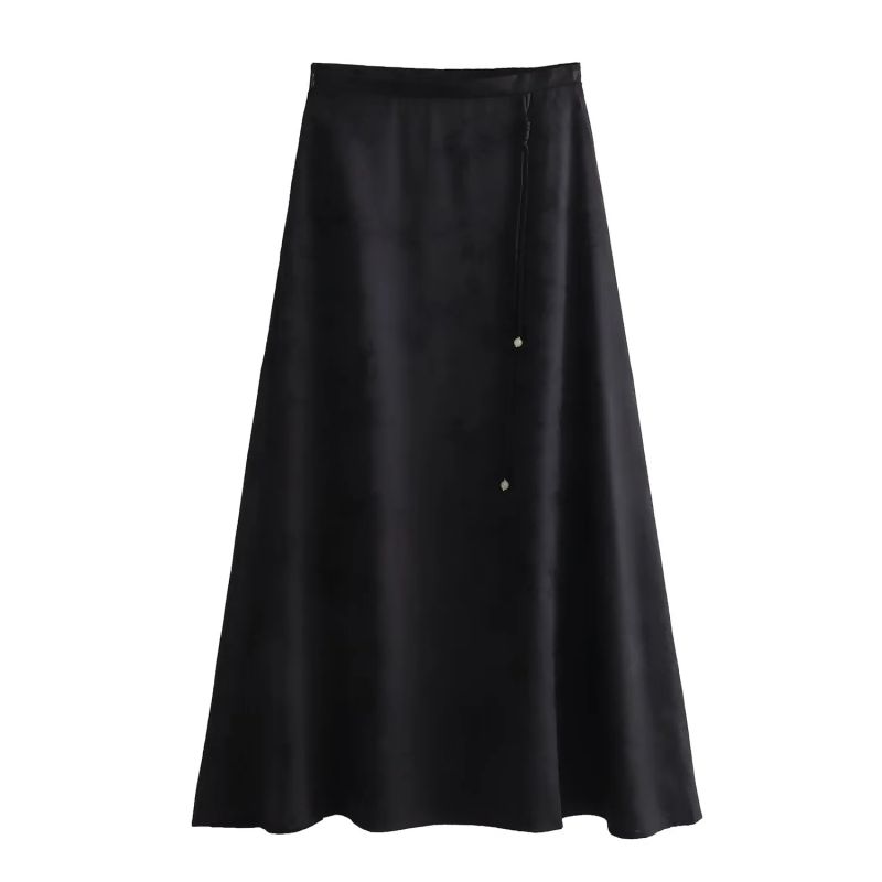 Fashion Black Rope Fringed Jacquard Skirt