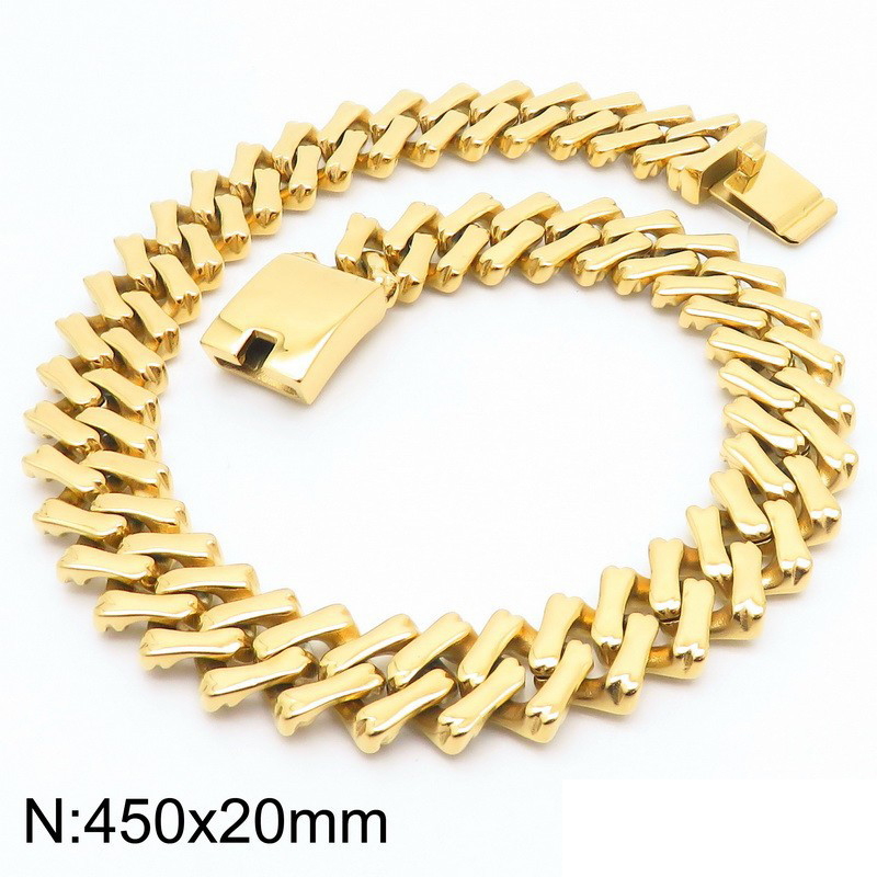 Fashion Gold Necklace 45cmkn282966-kjx Titanium Steel Diamond Shape Men's Necklace