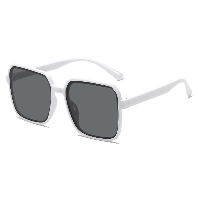 Fashion Gray Frame With White Frame Large Square Frame Sunglasses