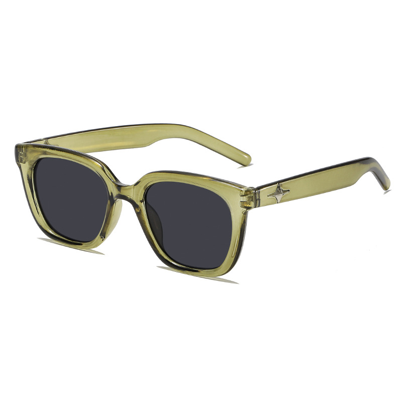 Fashion Translucent Green Frame Gray Film Pc Star Large Frame Sunglasses