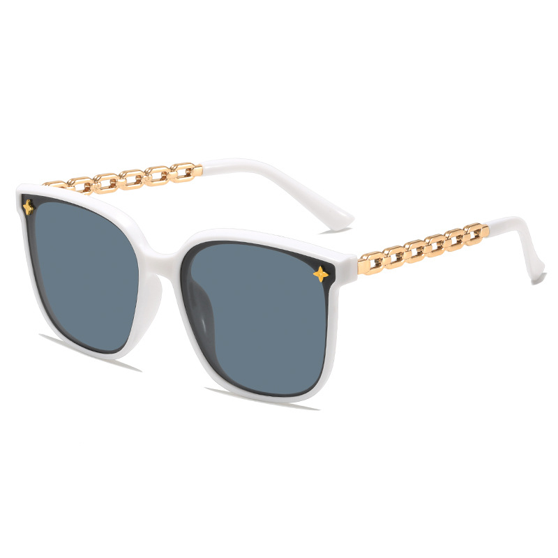 Fashion White Frame Gold Legs Pc Large Frame Chain Sunglasses