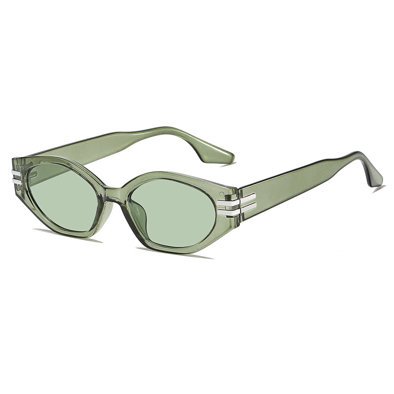 Fashion Transparent Green Frame Green Film Polygonal Small-frame Cat-eye Sunglasses