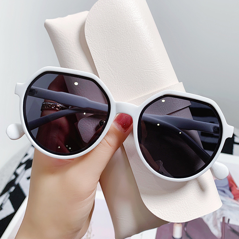 Fashion Off-white Frame Black And Gray Film Pc Polygon Large Frame Sunglasses