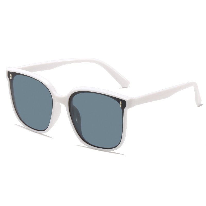 Fashion Gray Frame With White Frame Pc Square Large Frame Sunglasses