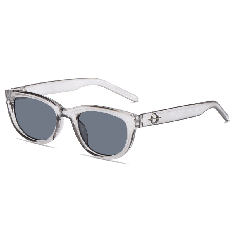 Fashion Transparent Gray Frame Black And Gray Film Pc Small Frame Sunglasses
