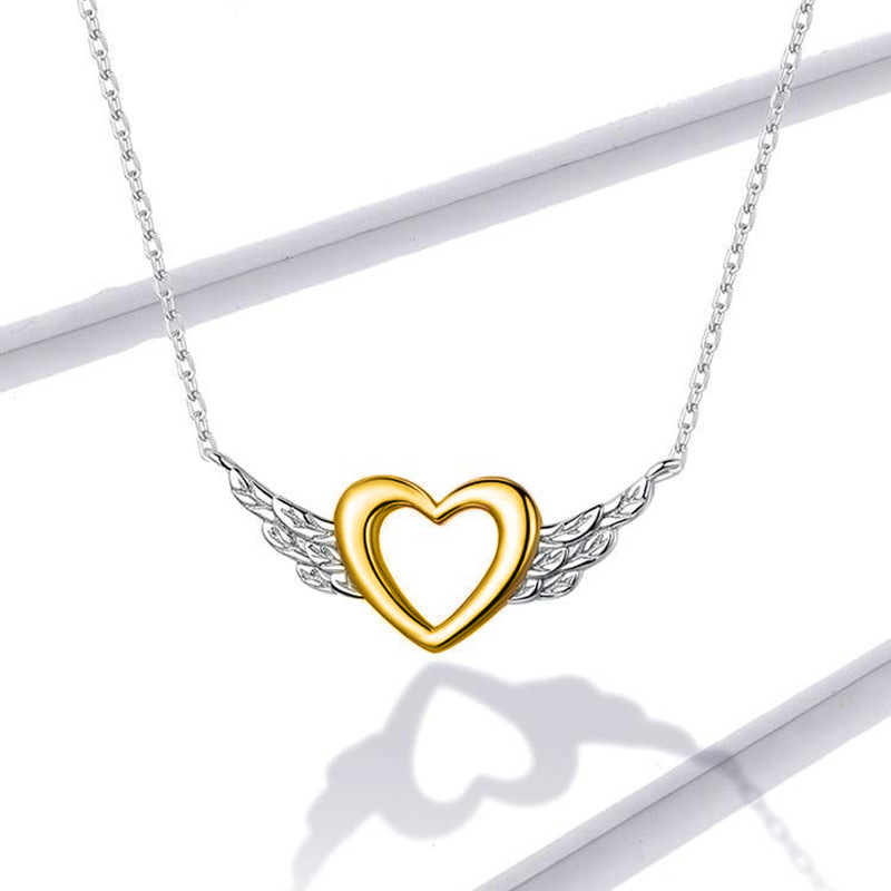 Fashion Two Colors Copper Color Block Love Wings Necklace