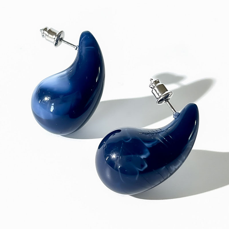 Fashion Ink-blue Colour Acrylic Water Drop Earrings