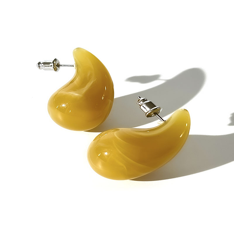 Fashion Yellow Acrylic Water Drop Earrings