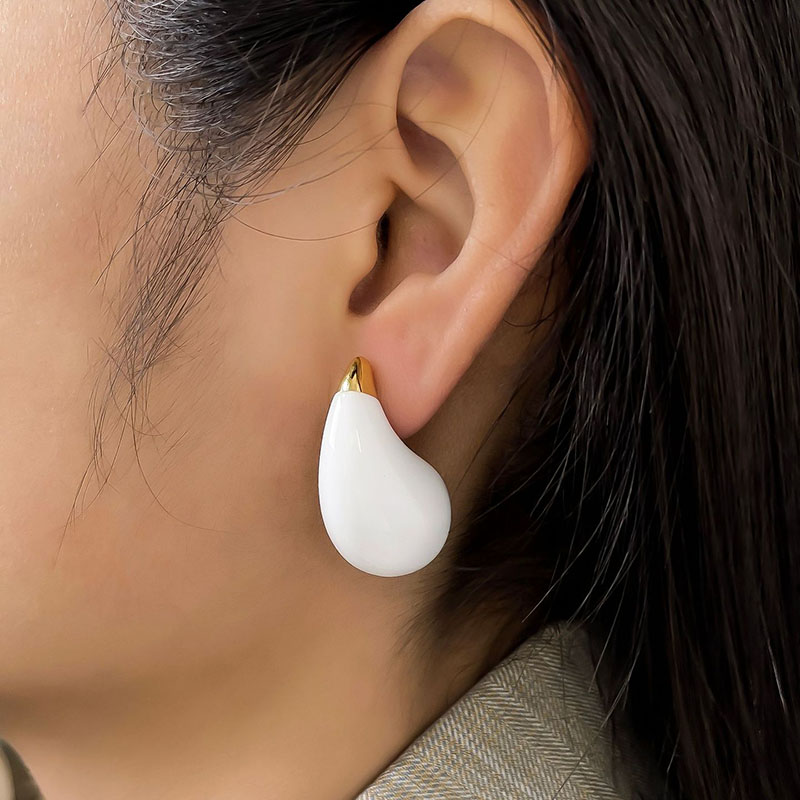 Fashion White Titanium Steel Drop Earrings