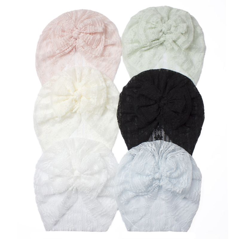 Fashion Six-color Mixed Shooting Multiples Lace Bow Baby Pullover Hat