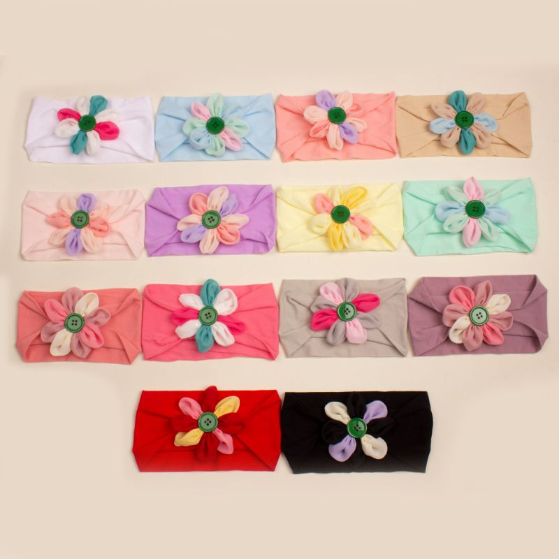 Fashion Fourteen Color Mixed Shooting Multiples Fabric Floral Baby Headband