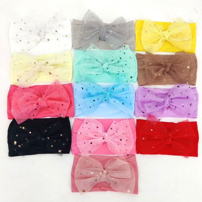 Fashion 13 Colors Mixed Shooting Multiples Mesh Star Bow Baby Pullover Fetal Cap