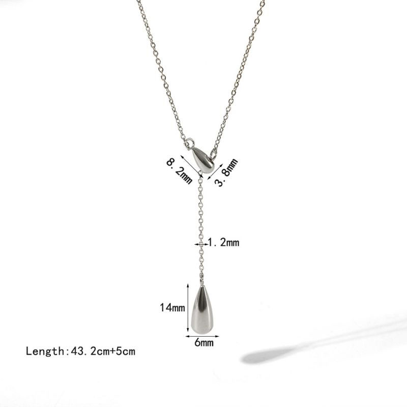 Fashion Silver Stainless Steel Drop Y-shaped Necklace