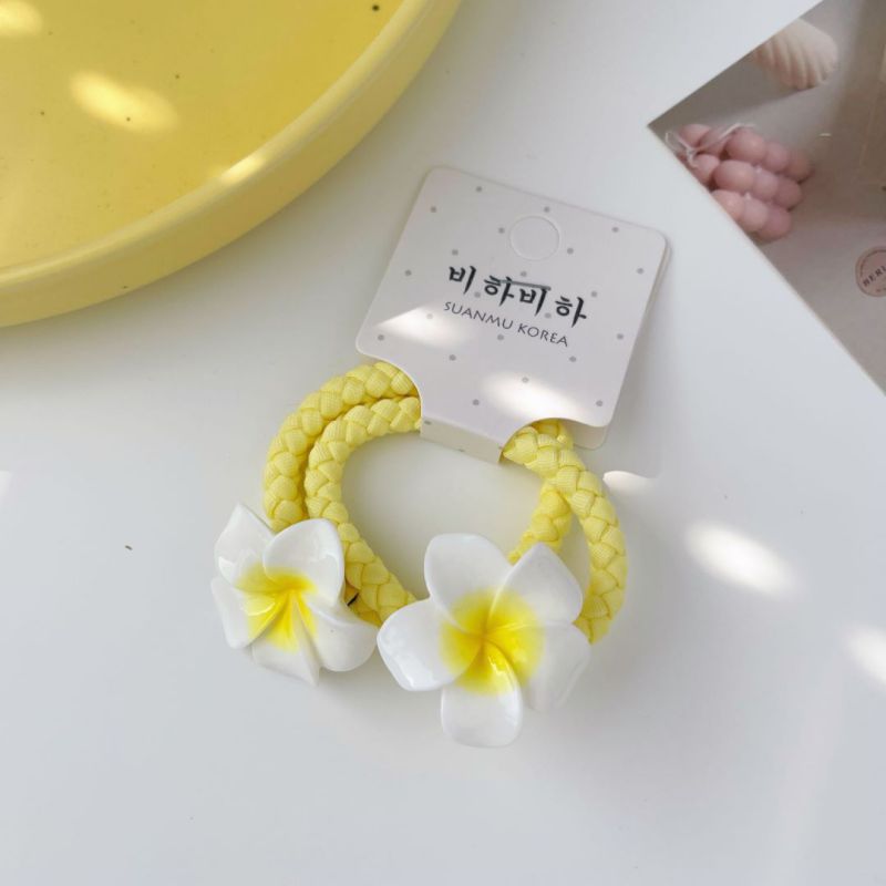 Fashion 1# Yellow Hair Rope Fabric Flower Children's Hair Rope Set