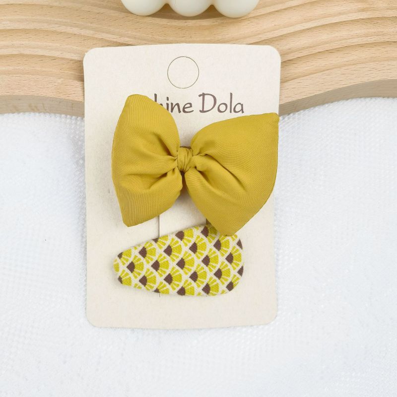 Fashion Cotton Filled Hairpin Yellow Plaid Bow Flower Embroidery Children's Hair Clip