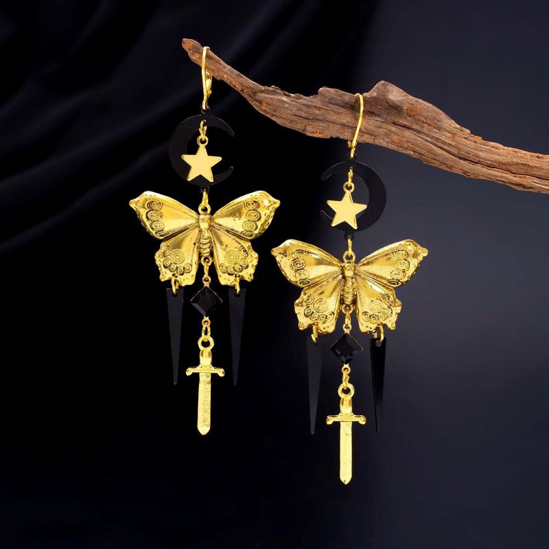 Fashion Gold Gold-plated Copper Bow Sword Earrings