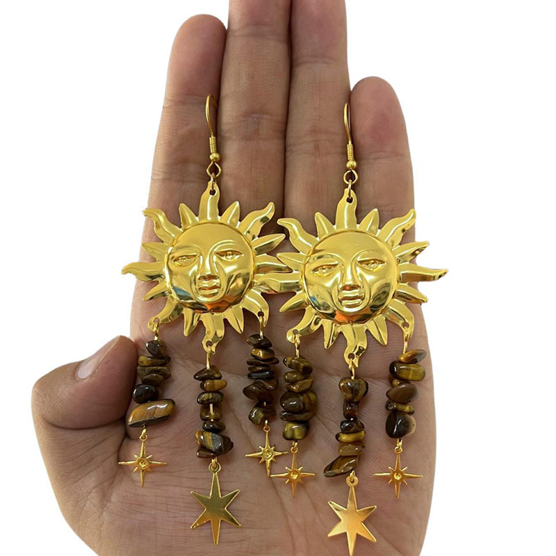 Fashion Style-5 Gold-plated Copper Sun Earrings