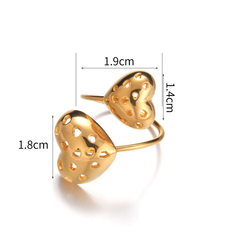 Fashion Hollow Love Ring Stainless Steel Gold Plated Hollow Love Ring