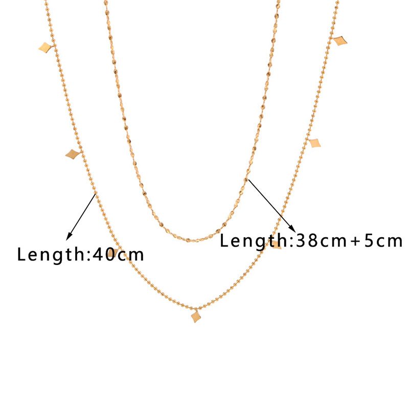 Fashion Gold Gold-plated Titanium Steel Leaf-shaped Double Necklace