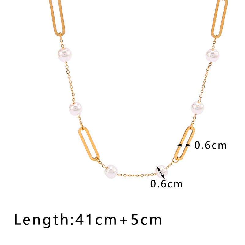 Fashion Gold Oval Hollow Pearl Necklace