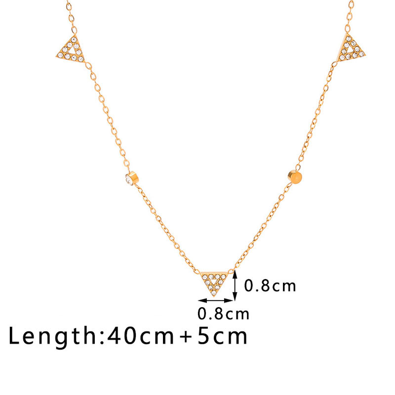 Fashion Gold Stainless Steel Diamond Triangle Necklace