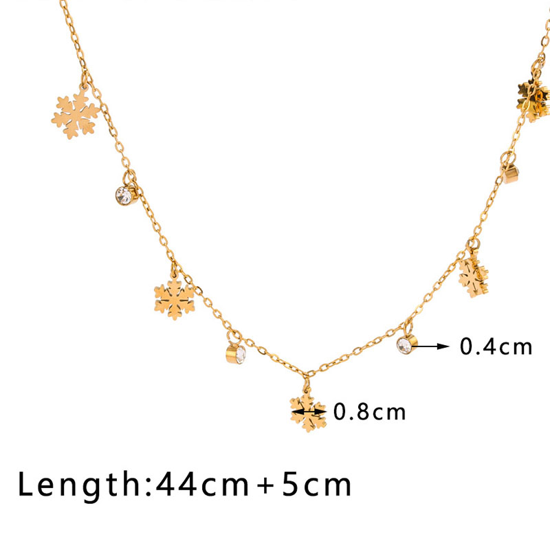 Fashion Gold Stainless Steel Diamond Snowflake Necklace