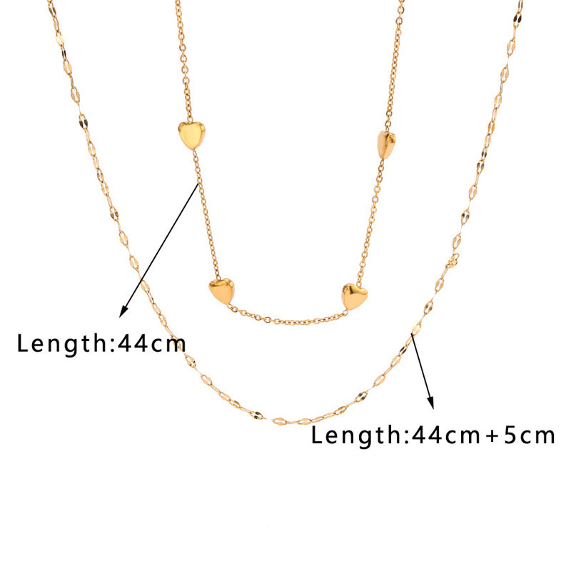 Fashion Gold Stainless Steel Love Double Layer Necklace