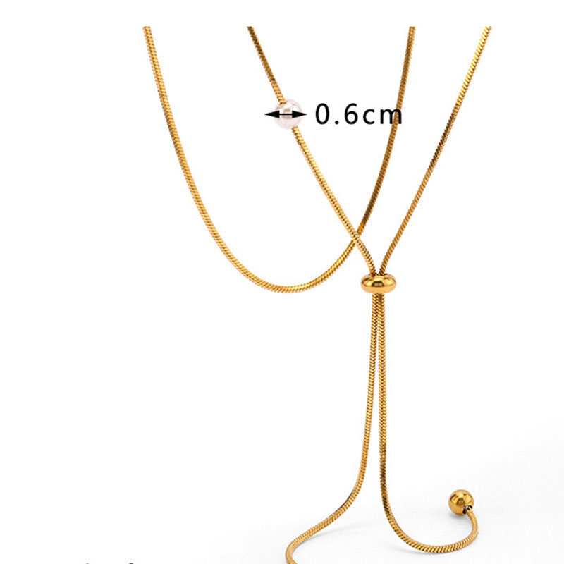 Fashion Gold Stainless Steel Ball Adjustable Necklace